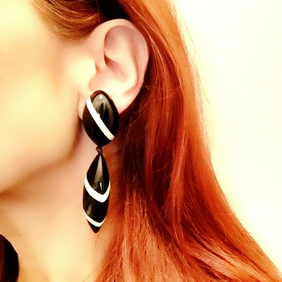 Vintage Designer Monies Couture Runway Oversized Mod Earrings - Picture 2 of 8